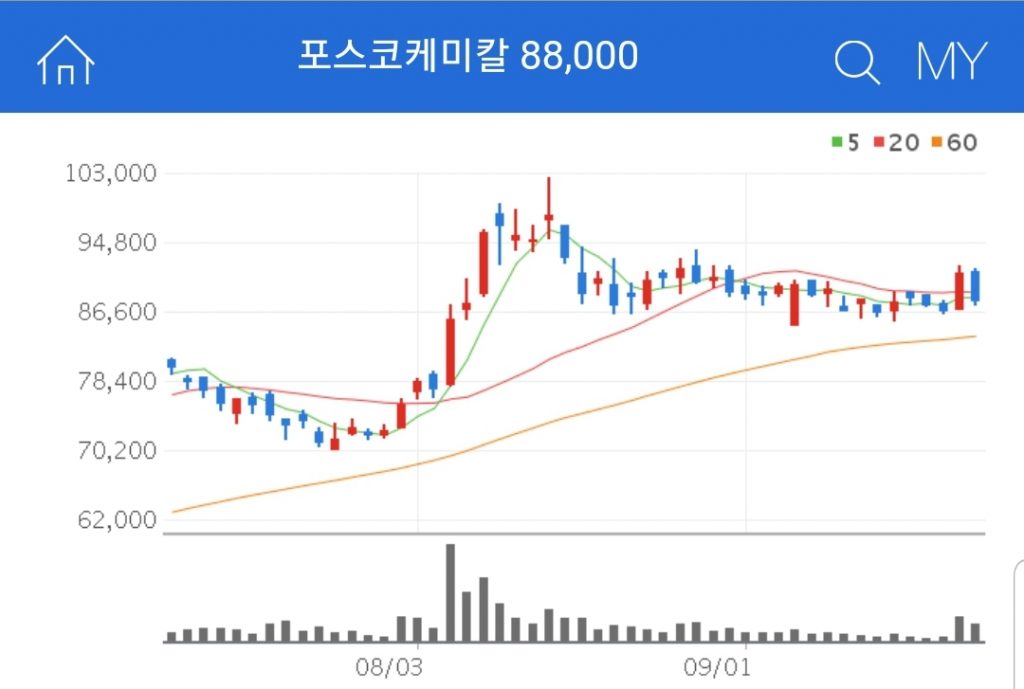 포스코케미칼 k뉴딜펀드 2차전지 포스코케미칼