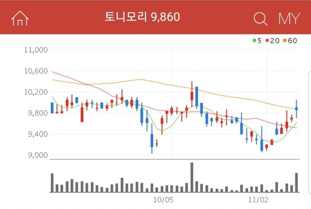 토니모리 화장품 관련주 수혜주 대장주 토니모리