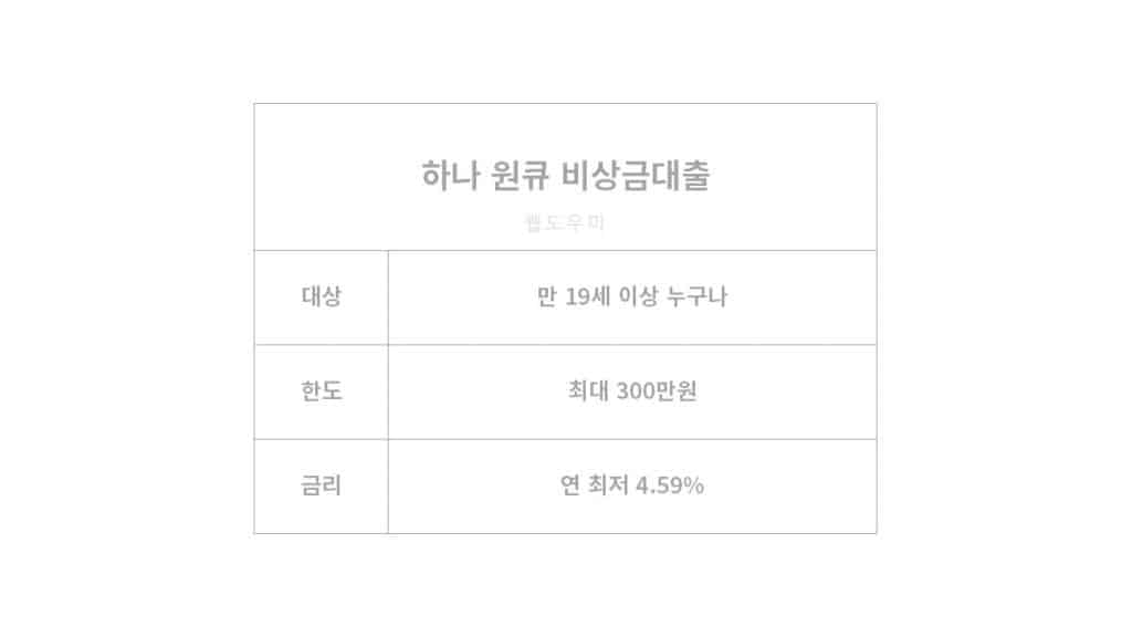 비상금대출 하나은행 비상금대출 상품 정보 총정리