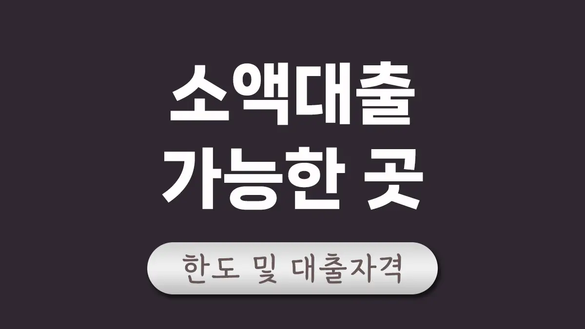 소액대출 가능한 곳